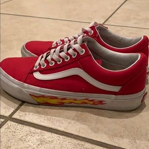 Red Customized Old-School Vans